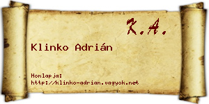 Klinko Adrián névjegykártya