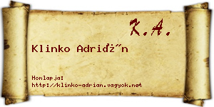 Klinko Adrián névjegykártya